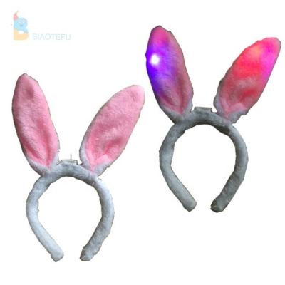 China Kids Plastic Plush LED Flashing Rabbit Ear Easter Headband for sale