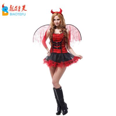 China Polyester Halloween Woman Ox Horn Devil Cosplay Costumes for sale