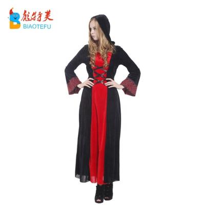 China Polyester Halloween Woman Vampire Hooded Cosplay Costumes for sale