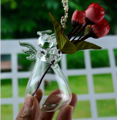 China Country Vase Wing Angel Praying Glass Angel Flower Hydroponic Vase for sale