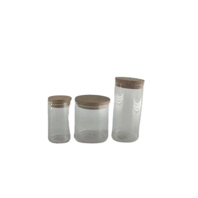 China Kitchen Food Coffee Glass Bottle Sustainable Borosilicate Glass Jars Containers With Wooden Cork Lid for sale