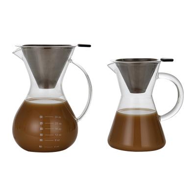 China High Performance Different Size Glass+SS High Borosilicate Glass Coffee Pot With Strainer for sale