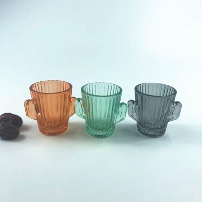 China Mini Shape Viable Glass Jar Cactus Cup Glass Bottles For Water Tea Coffee Drink for sale