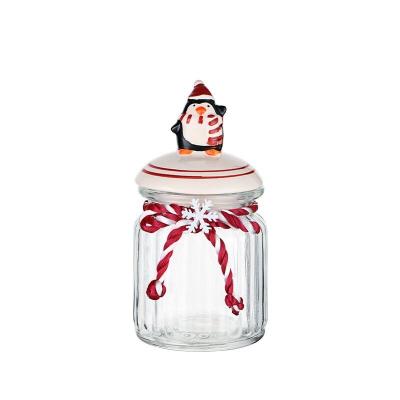 China Christmas Series Minimalist Food Grade Box Christmas Series Glass Sealed Glass Jar Storage Jar for sale