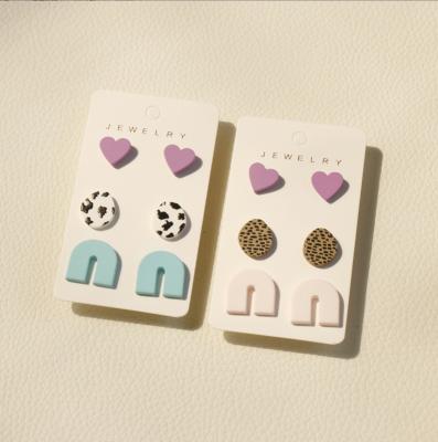 China Newest Korean Cute Girls Earrings Geometric Acrylic Stud Earrings Set Leopard Heart Earrings For Women for sale