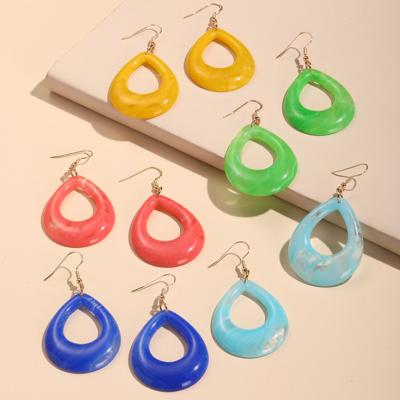 China FASHIONABLE Exaggerated Dangling Dangle Earrings Water Drop Earrings Women Geometric Acrylic Neon Resin Dangle Earrings For Girls for sale