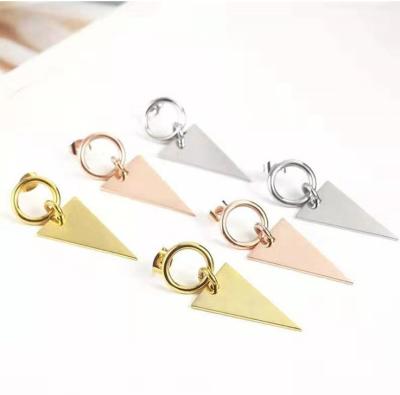 China TRENDY Hot Selling Stainless Steel Statement Earrings Women Jewelry Earrings Gold Plated Triangle Drop Earrings Wholesale for sale