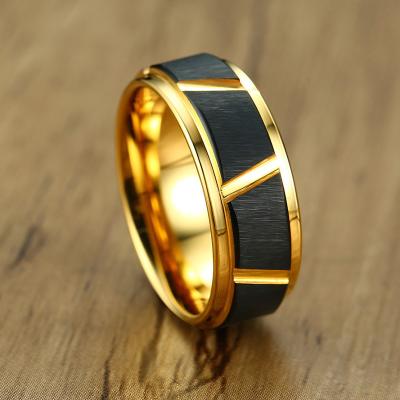 China Wholesale custom fancy gold mens black fancy ring designs tungsten carbide ring gold tungsten carbide ring designs matte finished hiphop rings for sale