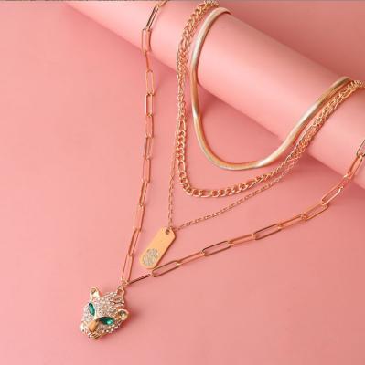 China The Other Main Necklace Pendant Fashion Gold Necklace Women Statement Chocker Multilayer Chain Leopard Necklace Jewelry Wholesale for sale