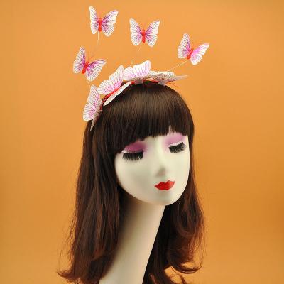 China Wholesale 2022 Newest Women Fashion Hairband Headwear Party Colorful Movable Butterfly Hairband Bling Bling Hair Accessories for sale