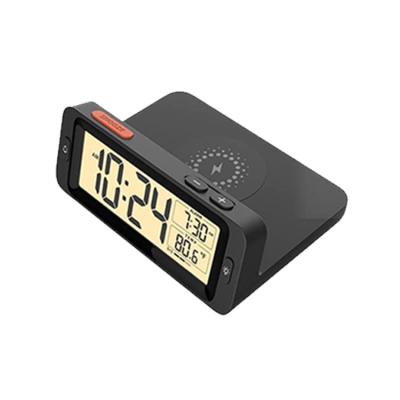 China LUMINOVA Fullwill Digit Modern Smart Wireless Alarm Clock with Temperature Digit Clock and Charger for sale