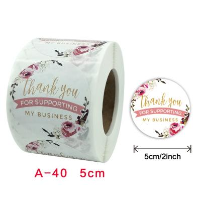 China 2 Inch Strong Viscosity 500pcs/roll Thank You Stickers Customized 5cm Label Stickers Roll for sale