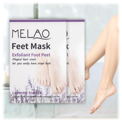 China Moisturzing MELAO Natural Organic Feet Peel Mask 4 Packs Exfoliating Natural Booties Lavender Skin Care Ayak Maskesi Treatment Callus Peeling Foot Mask for sale