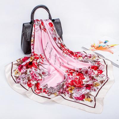 China Brand New Famous Square Designer Small Plum Flower Print Shawl Scarf 2021 Chinese Style Square Female Silk Scarf for sale