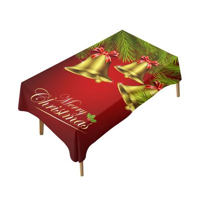 China Wholesale New Christmas Tablecloth Christmas Party Home Decoration Waterproof Red Flag Table Skirt for sale