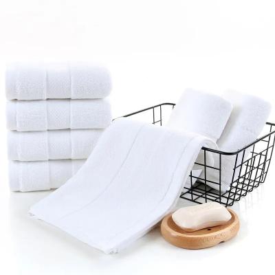 China Sustainable Bath towels hotel 100% cotton plain white hotel custom logo cotton bath hand/face/washcloth towel for sale