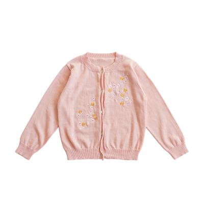 China Little Girl Floral Knitted Cardigan Sweaters Cute Breathable Soft Running Anti-Shrink Full Standard Each Piece With Opp Bag Backing 5pcs for sale