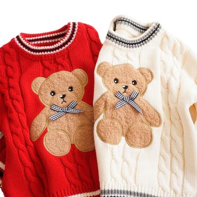 China Factory Direct Sales Soft Anti-Shrink Knitted Cotton Sweater Girls Christmas Sweater Children's Cartoon Bear Breathable Sweater for sale