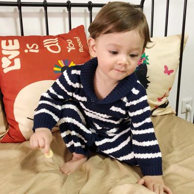 China Wholesale Newborn High Quality Breathable Striped Pattern Baby Clothes Cotton Knitted Jumpsuit for sale