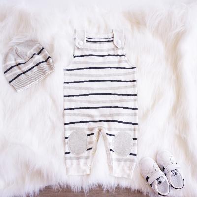 China Unisex Baby Romper Sale Baby Striped Pattern Breathable Warm Cotton Knitted Sleeveless Jumpsuit Each Piece With Breathable Opp Bag for sale