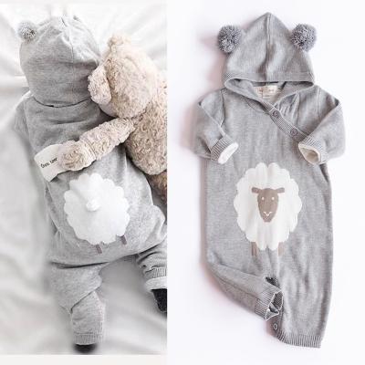 China Autumn Winter Lovely Newborn Infant Soft Clothes Cute Bear Ear Romper Playsuit Baby Rompers Sleepwear for sale