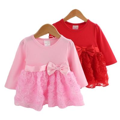 China Infant Baby Girls Anti-wrinkle Lace Toddler Long Sleeve Tutu Princess Dress Outfits For Birthday Party Baptism for sale