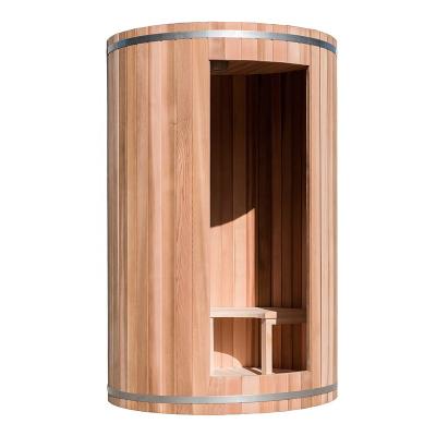 China Modern Cylindrical Sauna Dome Room Outdoor Cedar Steam Bath Alphasauna Cube Sauna Cube for sale