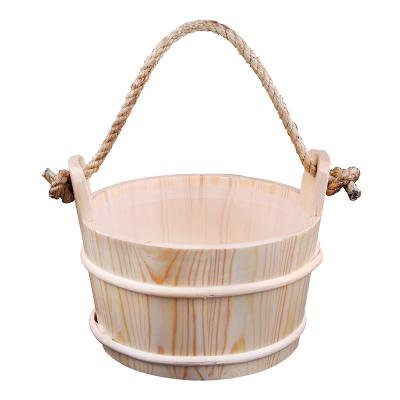 China Computer Control Panel Sauna Accessories Manufacturer 4L Pine Sauna Shower Wooden Bucket for sale