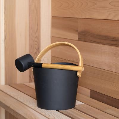 China Traditional Solid 4L Sauna Bucket Shower Spoon Finnish Outdoor Sauna Accessories Manufacturer for sale