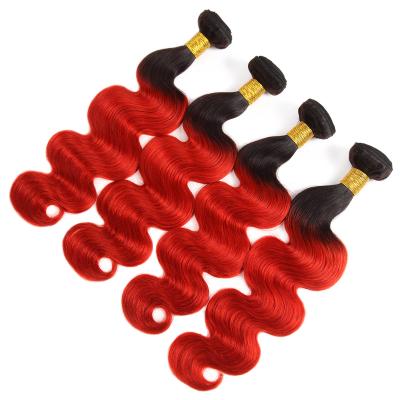 China Wholesale Unprocessed Luxury Virgin Human Hair Weave Factory Hair Weft, 100% Indian Red Hair Wig T1B Weft Hair for sale