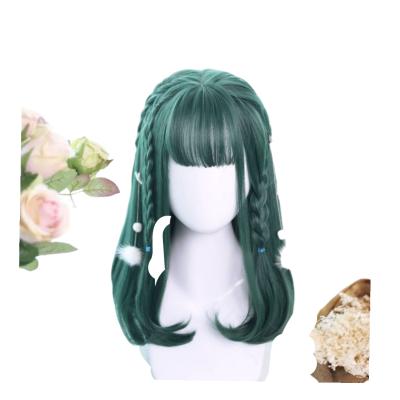 China Hot Selling Straight Pixie Cut Green Synthetic Lead Wig Synthetic Hair Wig With Fringe for sale