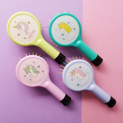 China Baby Hair Brush Waterproof Rainbow Head Baby Massager Kids Paint Anti-static Princess Comb Girls Volume Hair Brush Bath Brush for sale