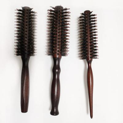 China 2019 New Stable Waterproof Wooden Roller Comb Home Salon Styling Bristle And Roller Hair Brush Nylon Round Hairbrush for sale