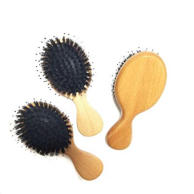 China Logo Mini Round Kids Wooden Hair Customized Waterproof Brush With Nylon + Hair for sale