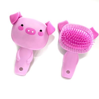 China Lovely Gift Compact Plastic Children Fashion Pink Hair Brush With Cute Shape for sale