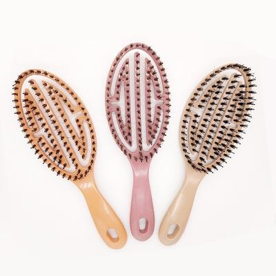 China Waterproof Soft Plastic Oval Duct Brush Curve Scalp Massage Bristle Hair Brush for sale