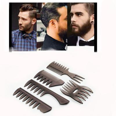 China 5 Pcs/Set Comfortable Slick Styling Comb Men Beard Hairdressing Oil Comb Fork Hairbrush Wide Wide Hair Brushes/Teeth for sale