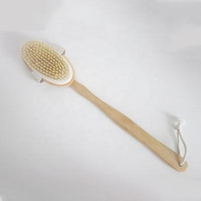 China Long Handle Bristle Natural Bath Brush Wooden Body Massage Bath Brushes Promote Blood Circulation Exfoliating Body Shower Brush for sale