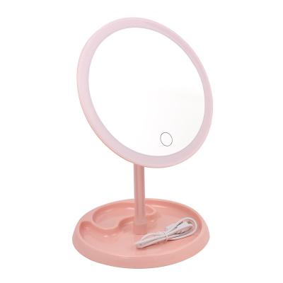 China Household Bedroom Lighted Modern Design Make Up Mirror LED Touch Mirror Standing LED Cosmetic Mirror With Three Different Lights for sale