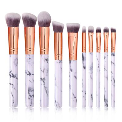 China Fan Brush Marble Handle Makeup Brushes 10Pcs/Set Professional Makeup Brushes Lip Eye Make Up Brush for sale