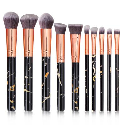 China Fan Brush Professional Custom Logo Vegan Marble Makeup Brushes Set for sale