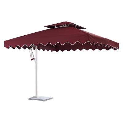 China Sunrain Stand Sideway Cantilever Outdoor Patio Umbrella Cafe Teahouse Square Sunshade Wedding Parasol Outdoor umbrella for sale