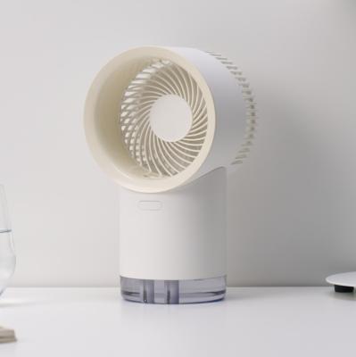 China Portable Water Mist Table Mini Air Cooling Water Mist Humidifier Spray Desktop Fan with Atmosphere Night Light for sale