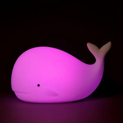 China Modern USB Rechargeable Pat 7 Colors Cute Whale Silicone Led Night Light For Baby Kids Children for sale