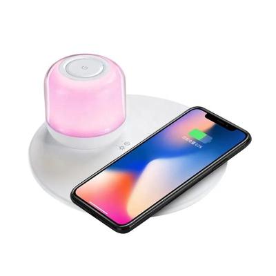 China Magnetic Night Light Multifunctional Bedside Table Led RGB Atmosphere Lamp Night Light with Wireless Charging Station for sale