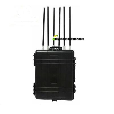 China 6 Chanels 600W High Power Portable Luggage Vehicle Jammer Manpack Mobile Signal Jammer Block GSM 3G 4G Wifi for Police for sale