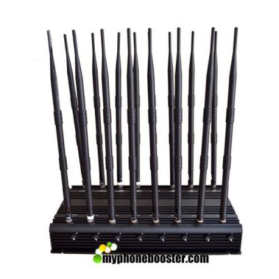 China 16 Channels 38W Desktop Signal Jammer Blocker Lojack Wifi GPS VHF UHF RF Wireless Mobile Phone Signal Jammer Blocker for sale