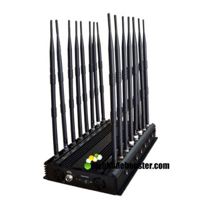 China 16 Bands 38W High Power Mobile Signal Jammer Blocker Jam 3G 4G UHF VHF Lojack Wi-Fi 2.4G 3.6G 5.8G RF Signal 40m Range for sale