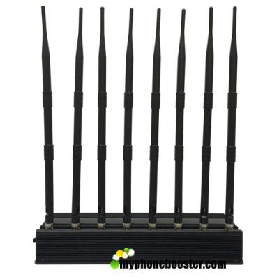 China 8 Antennas 20W Desktop Mobile Phone Signal Jammer Blocker Block GSM 3G 4G LTE Wifi GPS Lojack VHF UHF 24 Hours Working for sale