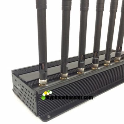 China 20w 8 Channels Indoor High Power GPS/ WiFi/ 4G Cell Phone Jammer Blocker Prison/Jail Cellular Jammer Blocker With Fans for sale